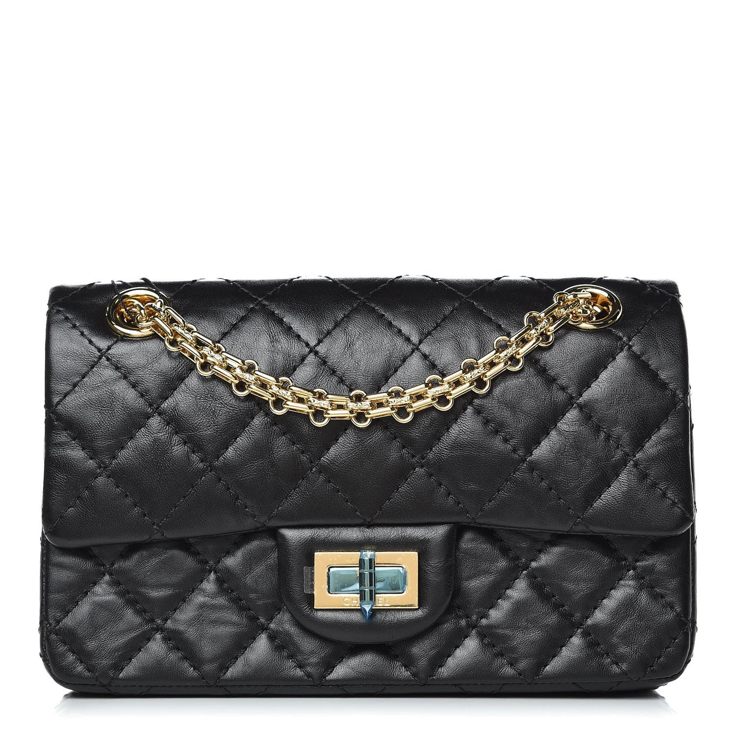 Aged Calfskin Quilted 2.55 Reissue Mini Flap Black