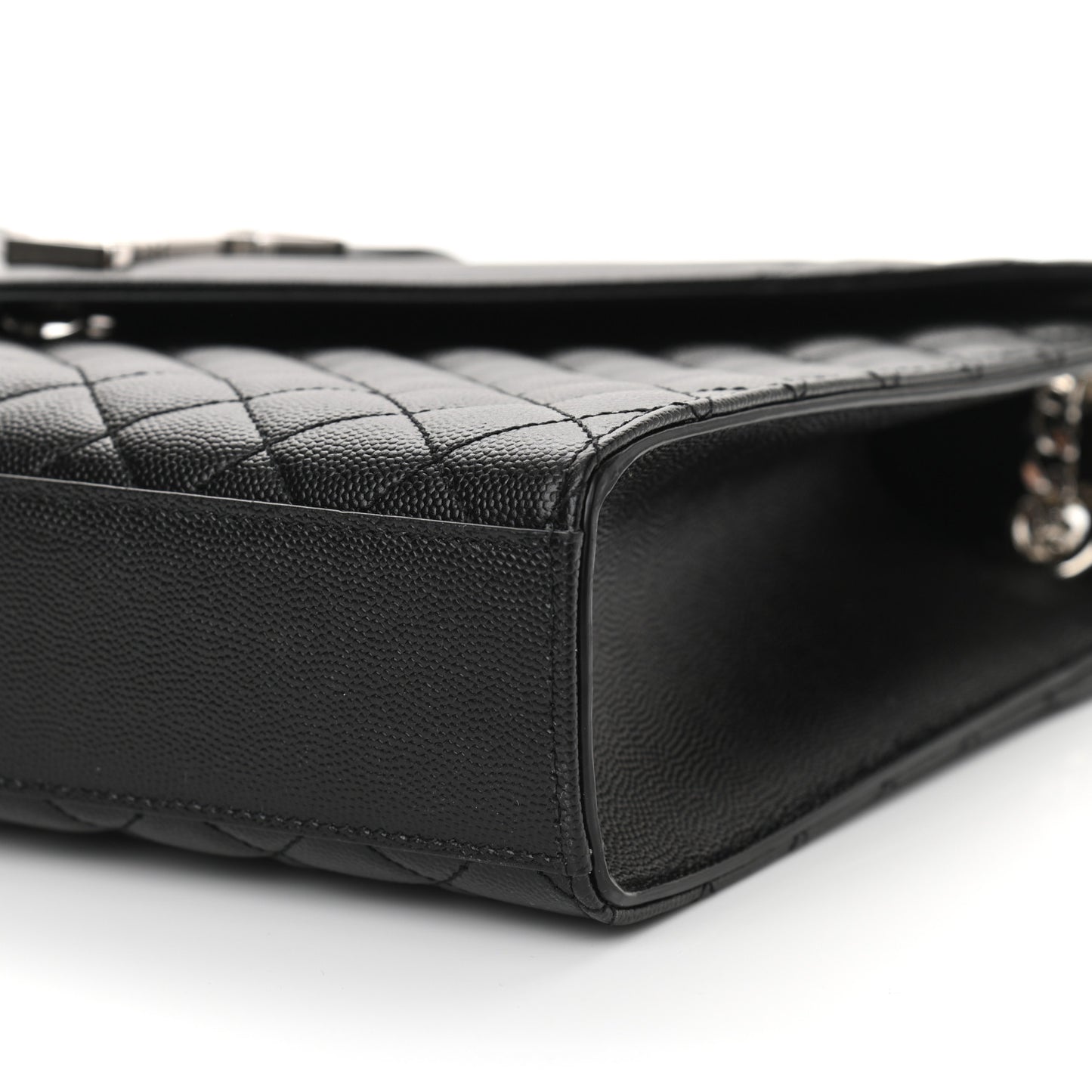 Grain De Poudre Textured Mixed Matelasse Large Triquilt Monogram Satchel Black