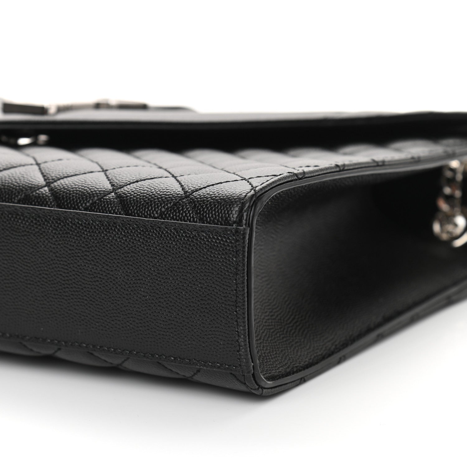 Saint Laurent Grain De Poudre Textured Mixed Matelasse Large Triquilt Monogram Satchel Black 10 of 10