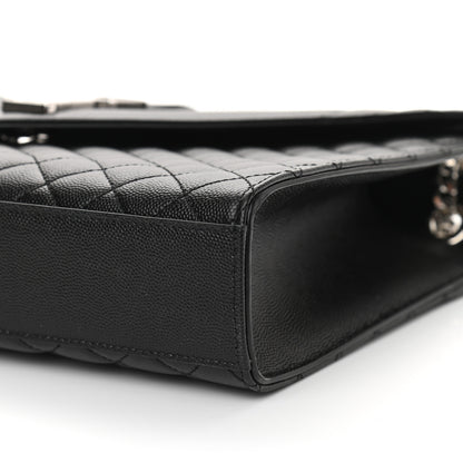 Saint Laurent Grain De Poudre Textured Mixed Matelasse Large Triquilt Monogram Satchel Black 10 of 10