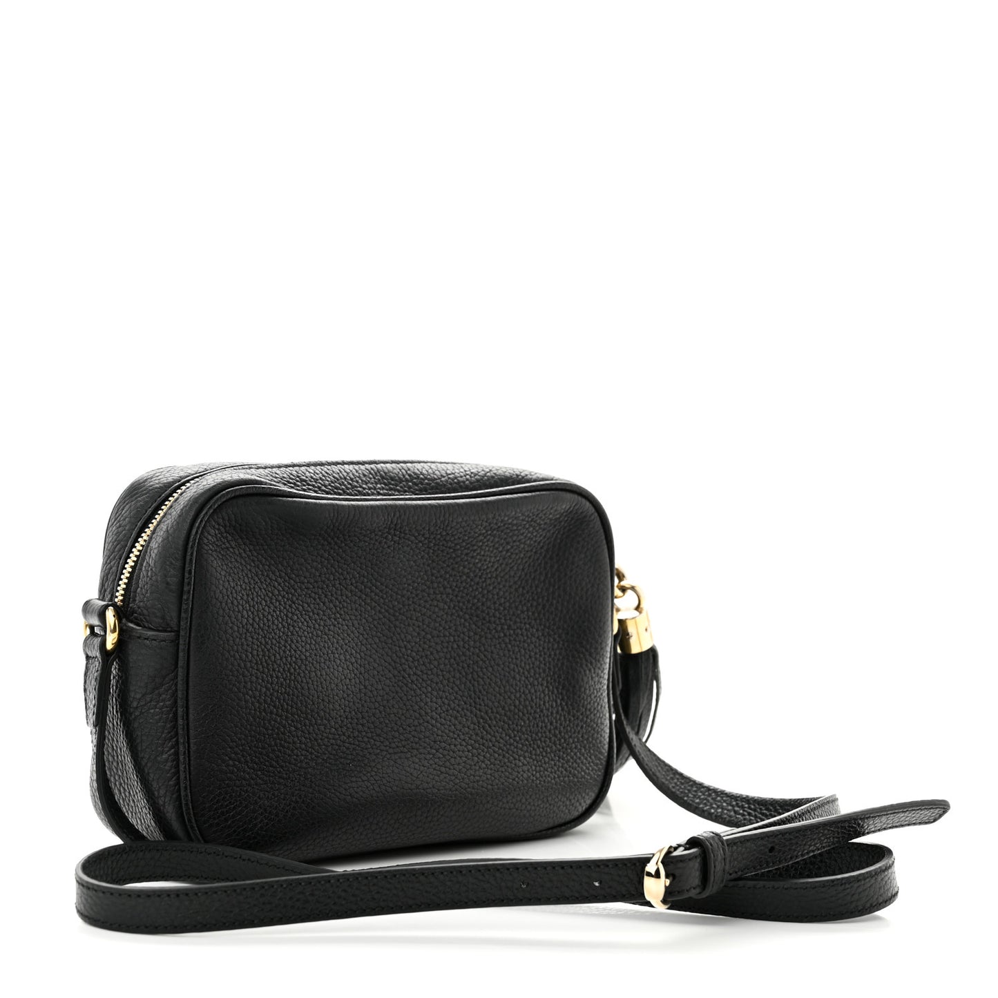 Pebbled Calfskin Small Soho Disco Bag Black