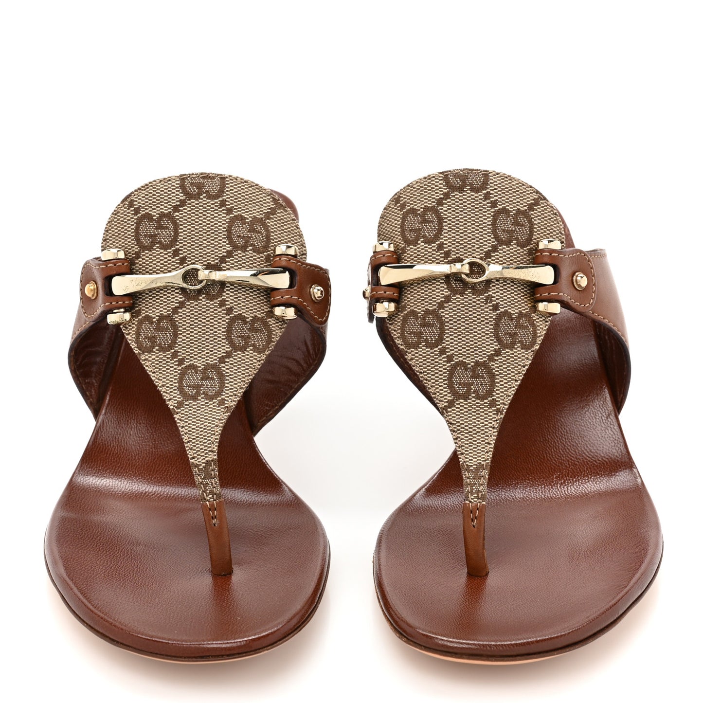 Monogram Womens Thong Heel Sandals 7 Brown