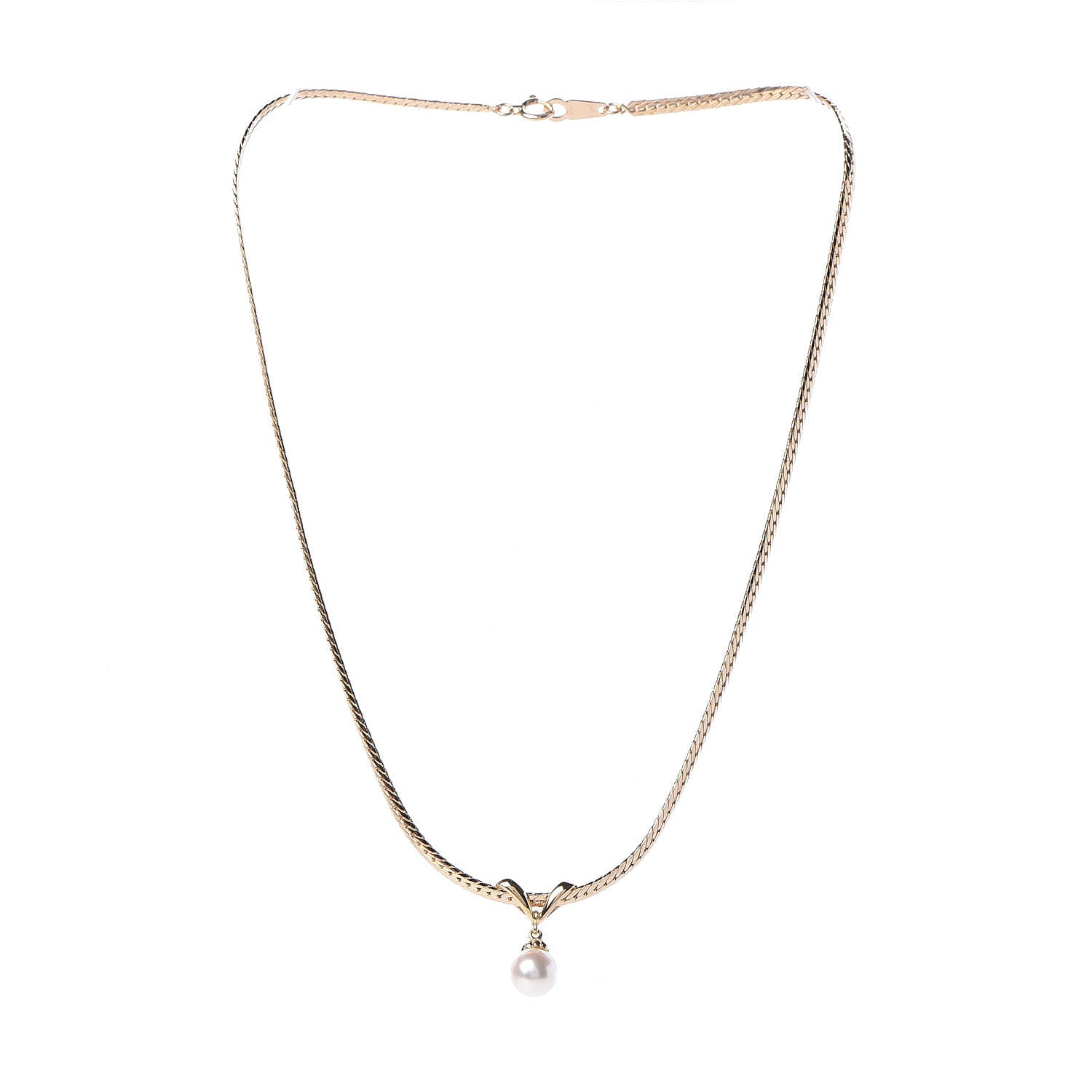 Mikimoto 18K Yellow Gold Akoya Pearl 7mm Drop Pendant Necklace 3 of 6