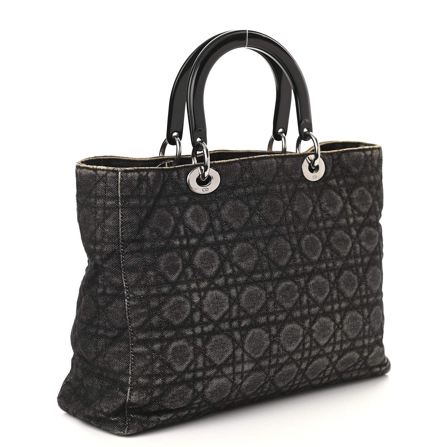 Denim Cannage Large Lady Dior Black