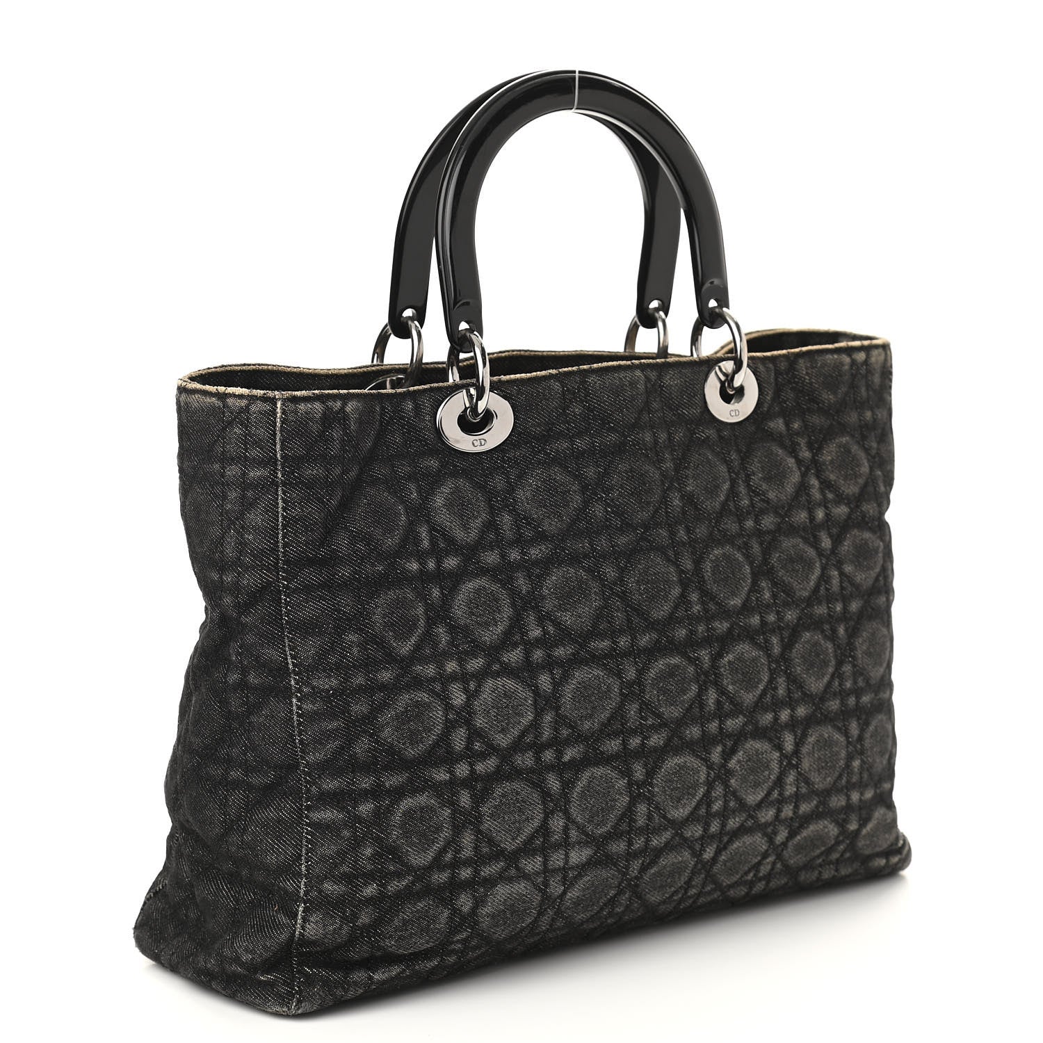 Christian Dior Denim Cannage Large Lady Dior Black 2 of 14