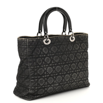 Christian Dior Denim Cannage Large Lady Dior Black 2 of 14