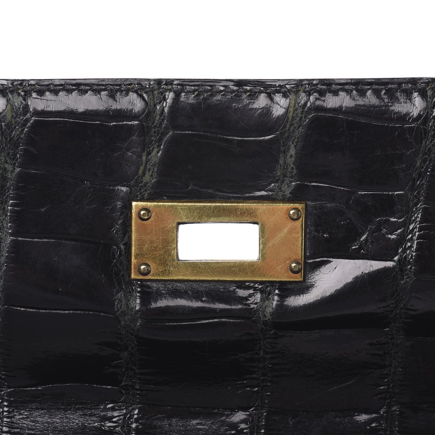 Shiny Porosus Crocodile Kelly Sellier 32 Black