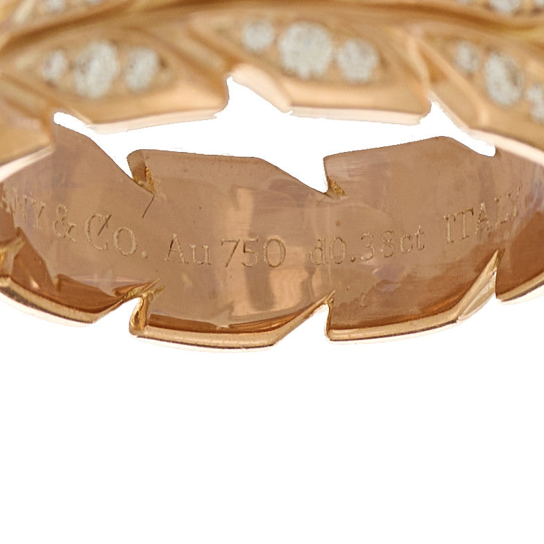 Tiffany 18K Rose Gold Diamond Victoria Vine Band Ring 53 6.5 4 of 5