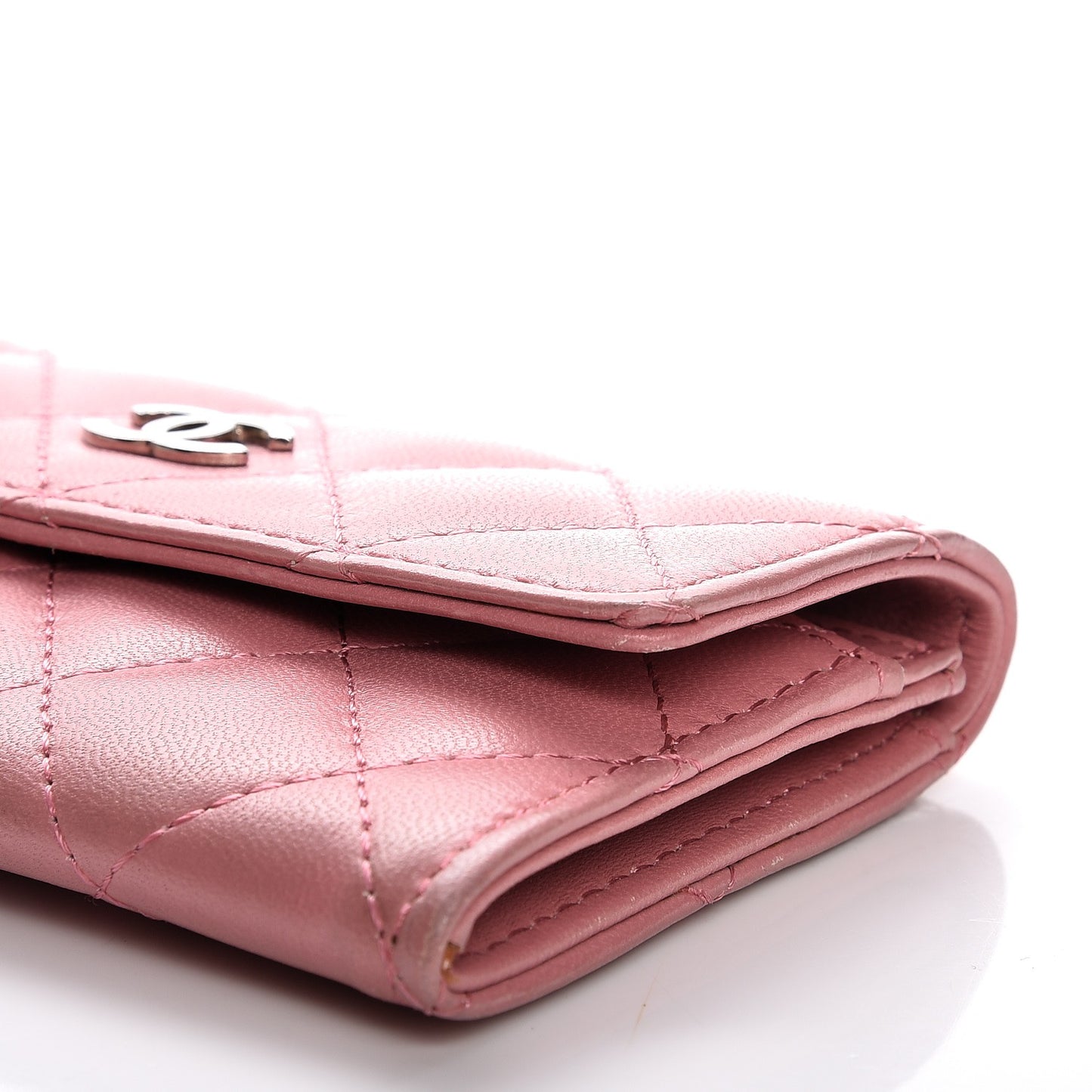 Lambskin Quilted CC Card Holder Pink