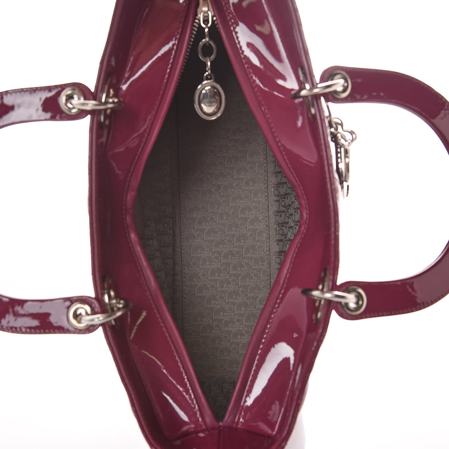 Patent Cannage Large Lady Dior Dark Pink