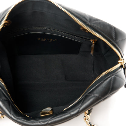Chanel Lambskin Enamel Quilted CC Camera Case Black 5 of 10