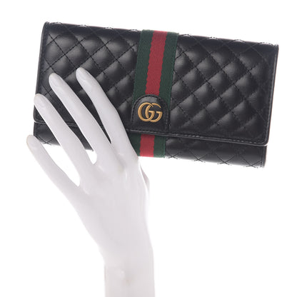 Gucci Calfskin Web Trapuntata GG Continental Wallet Black 2 of 13