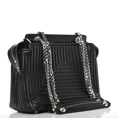 Fendi Shiny Nappa Trapuntata Small DotCom Click Chain Satchel Black 4 of 12