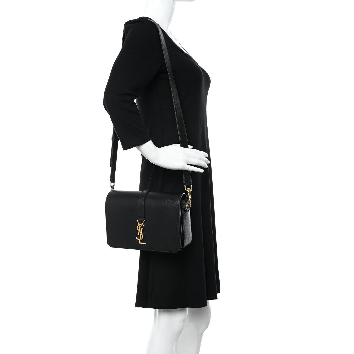 Textured Calfskin Medium Classic Monogram Universite Bag Black