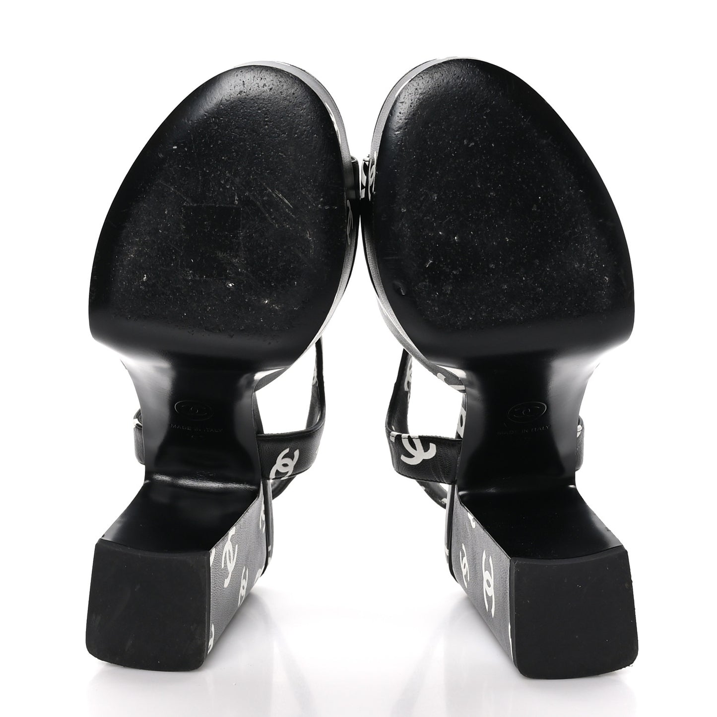 Printed Lambskin Coco Beach Platform Sandals 37 Black White