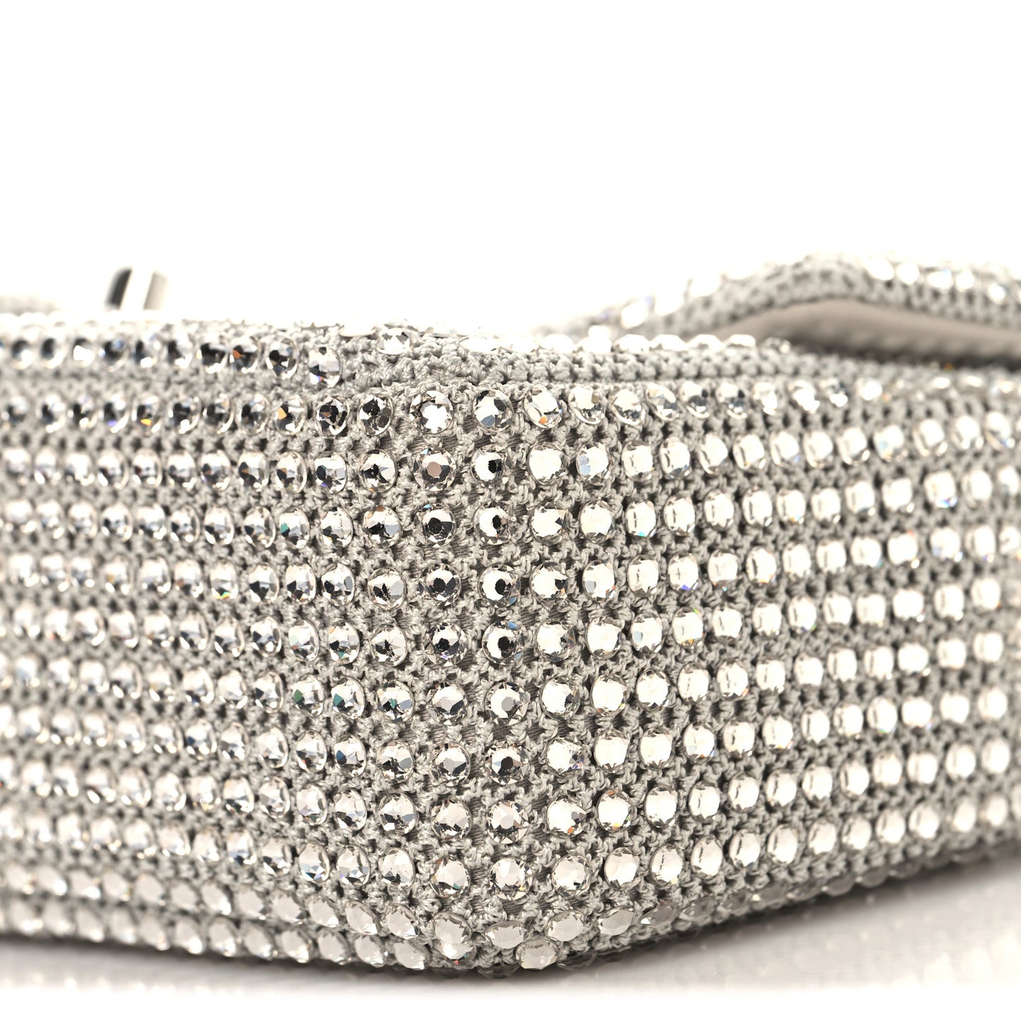 Crochet Strass Evening Flap Bag Silvery