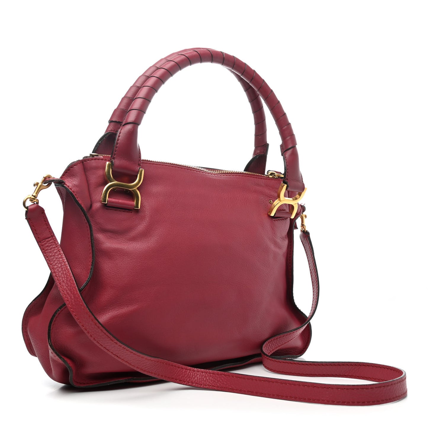 Calfskin Marcie Satchel Garnet