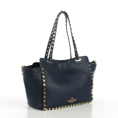 Valentino Garavani Grained Calfskin Small Rockstud Tote Marine 3 of 7