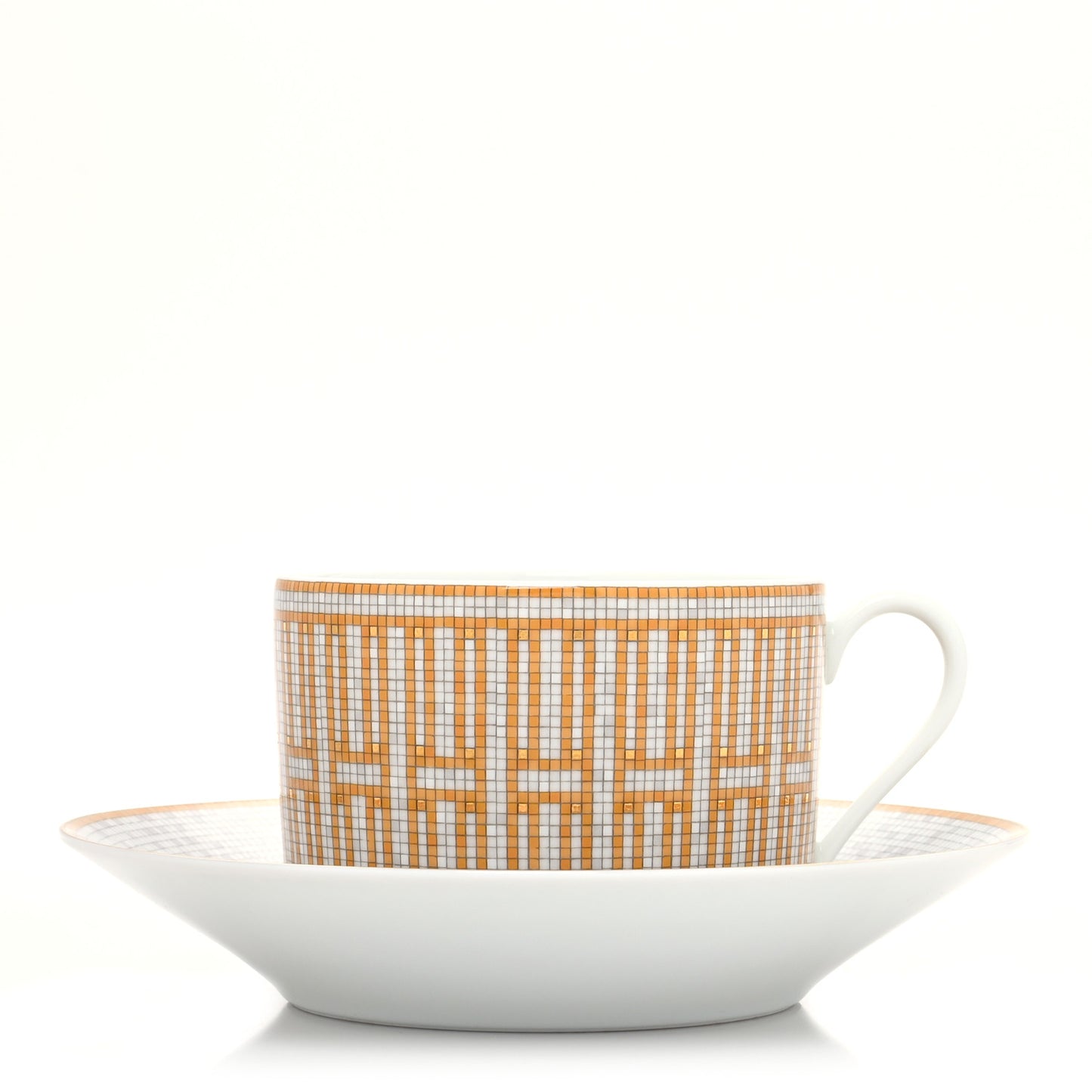 Porcelain Mosaique Au 24 Gold Breakfast Cup and Saucer
