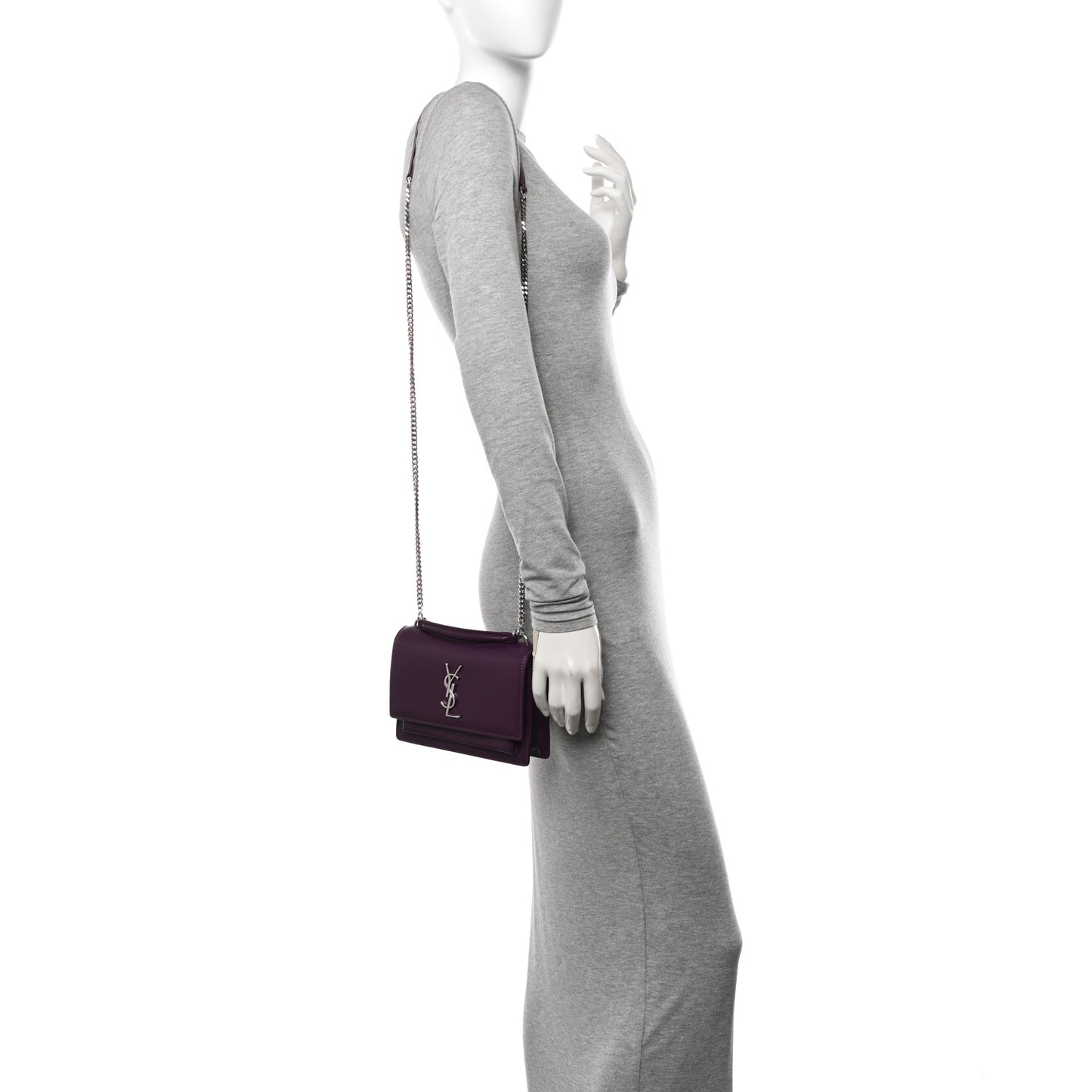 Calfskin Monogram Sunset Chain Wallet Prunia