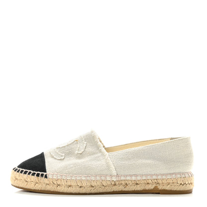 Chanel Linen CC Espadrilles 40 Beige Black 1 of 9