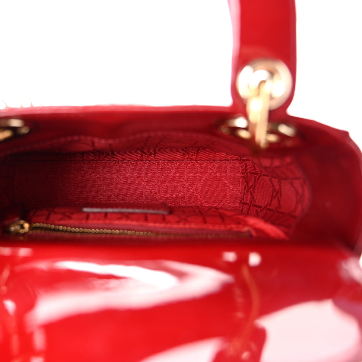 Christian Dior Patent Cannage Mini Lady Dior Red 5 of 10