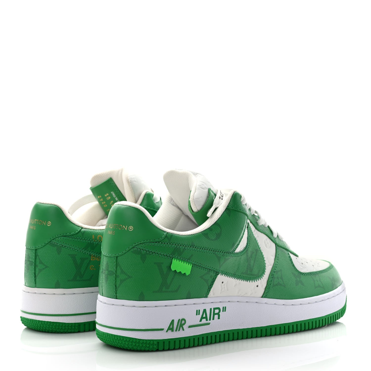 Louis Vuitton X NIKE AIR FORCE 1 Calfskin Monogram Mens Low Top Sneakers 8.5 Green 4 of 10