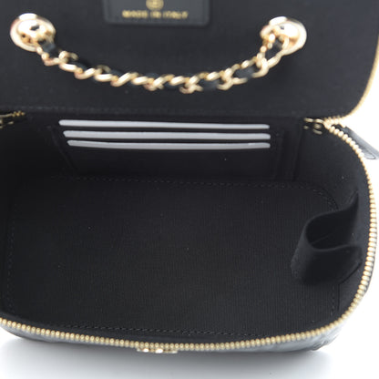 Chanel Lambskin Camellia Embossed Small Vanity Case With Chain Black 5 of 12