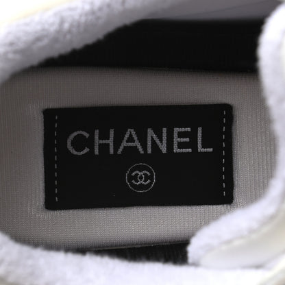 Chanel Suede Calfskin Fabric CC Sneakers 39.5 White 7 of 8