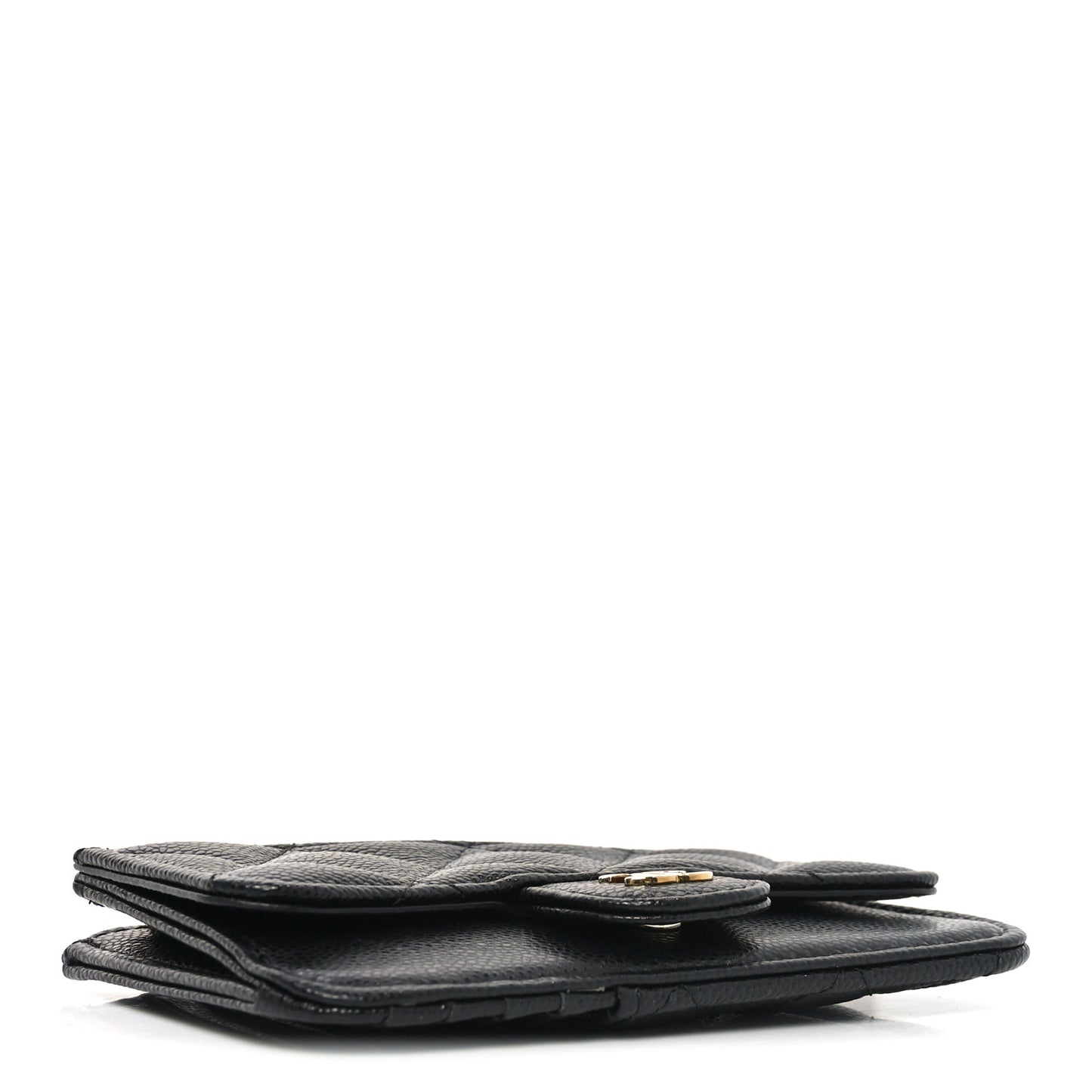 Caviar Quilted Flap Zip Card Holder Black