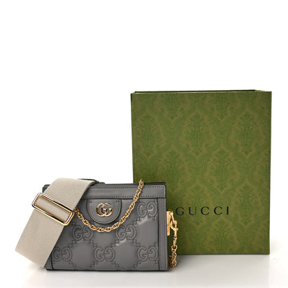 Gucci Calfskin GG Matelasse Mini Slim Chain Shoulder Bag Dusty Grey Natural 9 of 9
