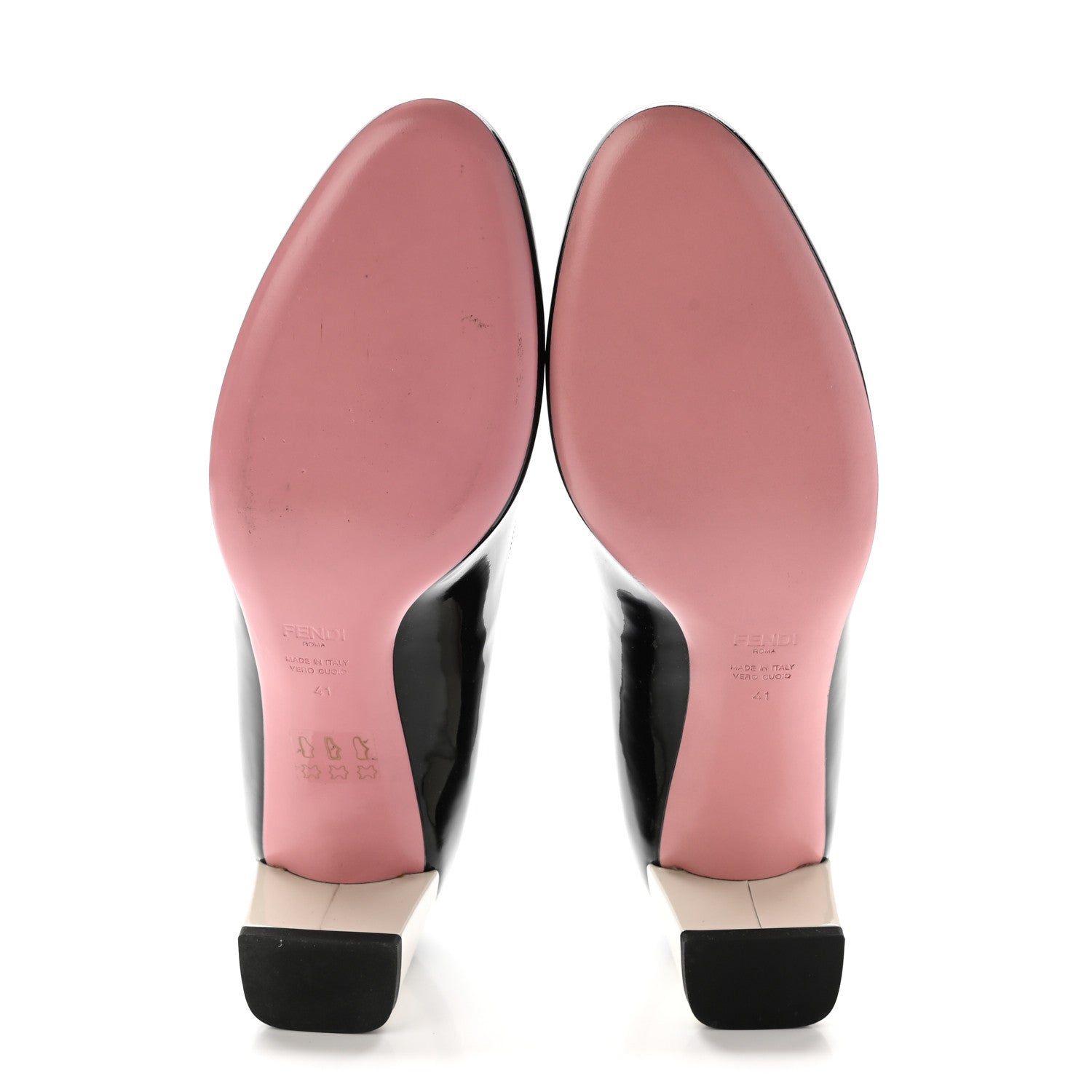 Fendi Patent Block Heel Pumps 41 Black 5 of 9