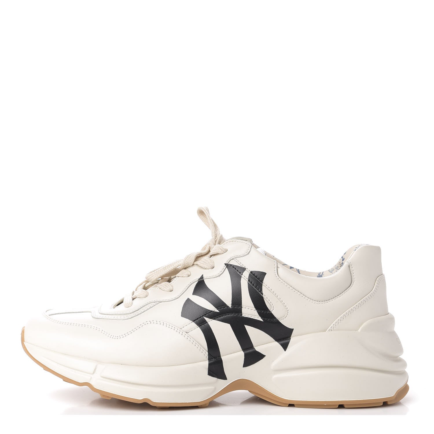 Gucci X MLB Calfskin NY Yankees Mens Rhyton Sneakers 9 Mystic White 1 of 10