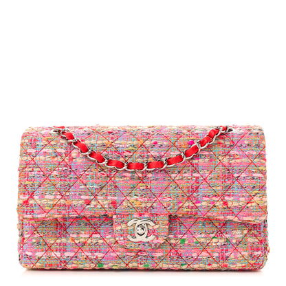 Chanel Tweed Quilted Medium Double Flap Pink 1 of 11