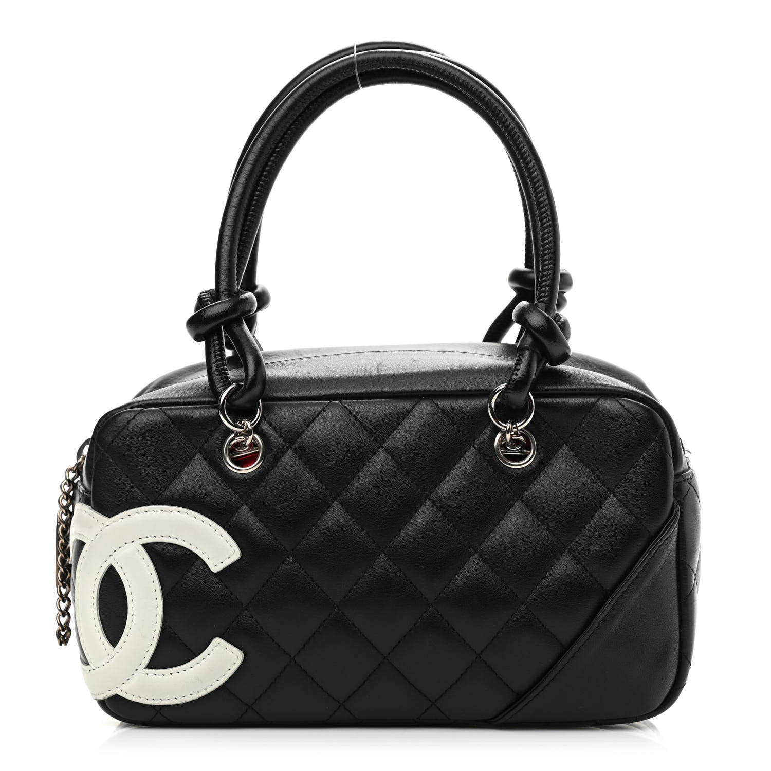 Chanel Calfskin Quilted Small Cambon Bowler Black White 1 of 8