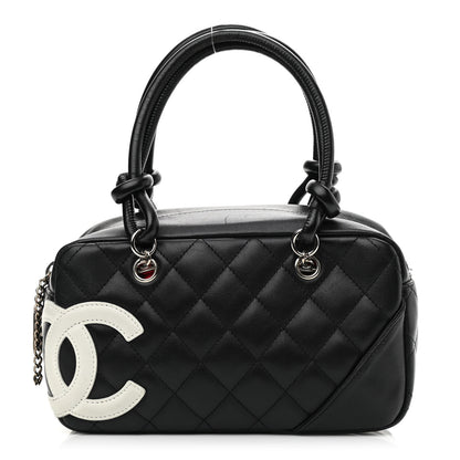 Chanel Calfskin Quilted Small Cambon Bowler Black White 1 of 8