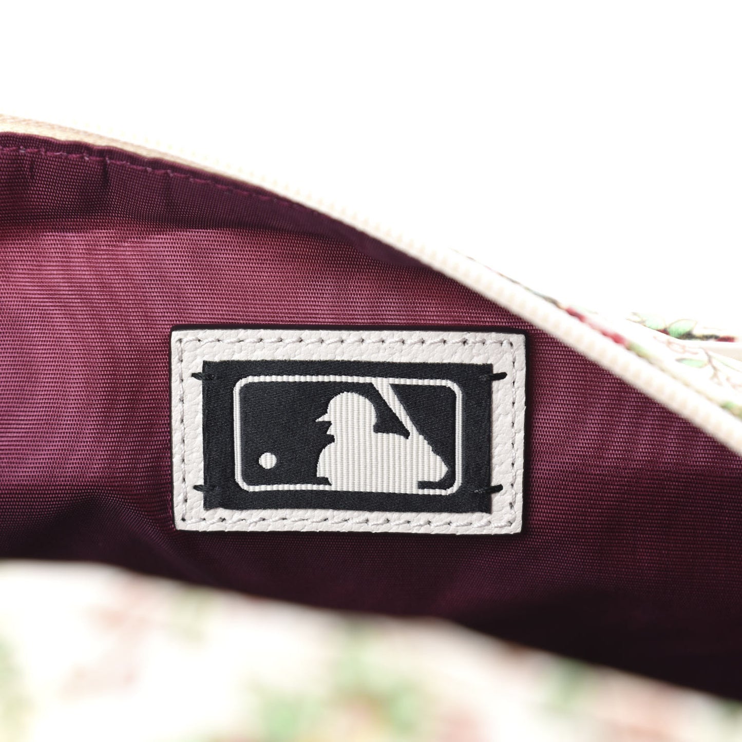 X MLB Satin Floral Print NY Yankees Patch Convertible Belt Bag Ivory Green