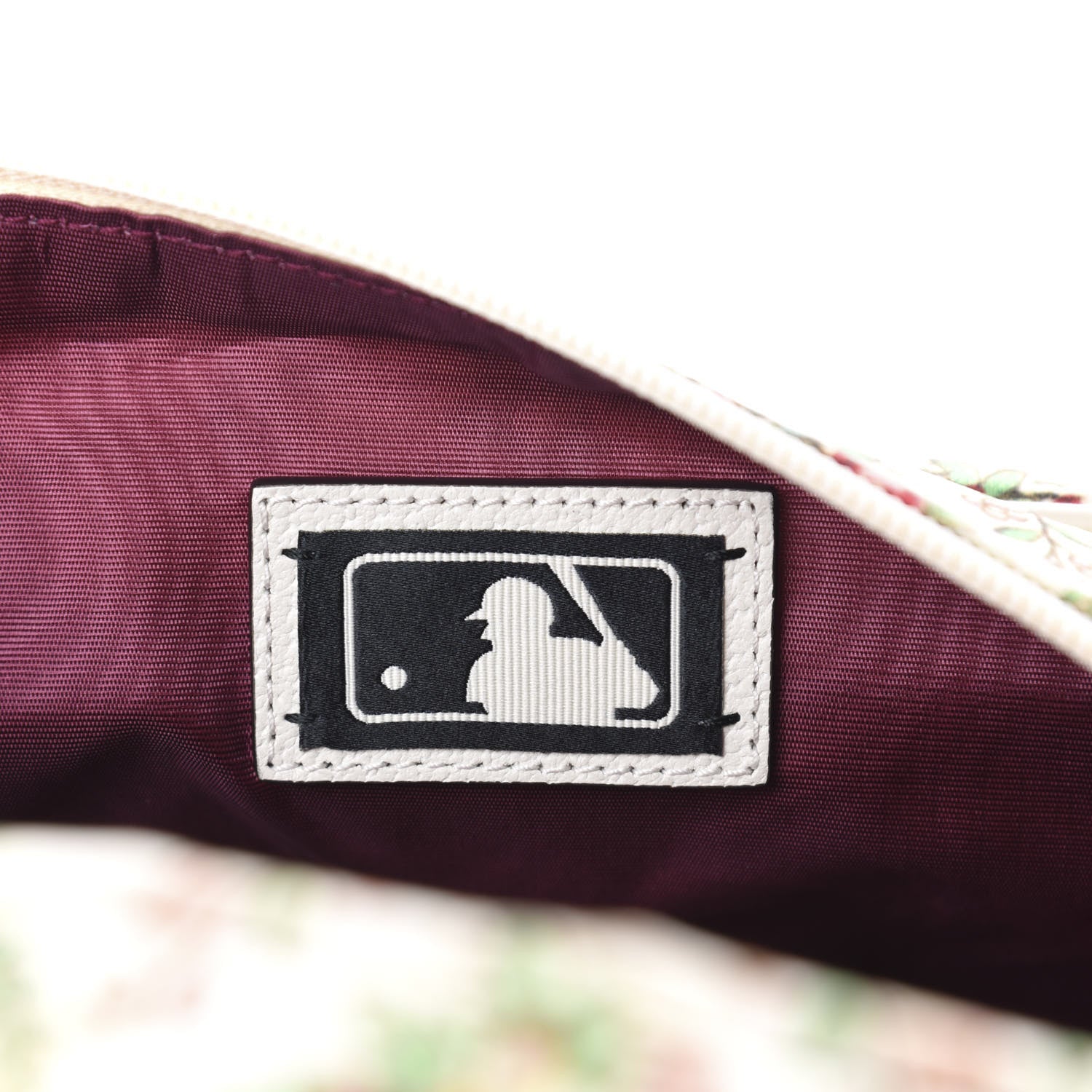 Gucci X MLB Satin Floral Print NY Yankees Patch Convertible Belt Bag Ivory Green 9 of 11