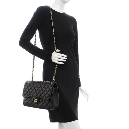 Chanel Lambskin Quilted Jumbo Double Flap Black 2 of 10