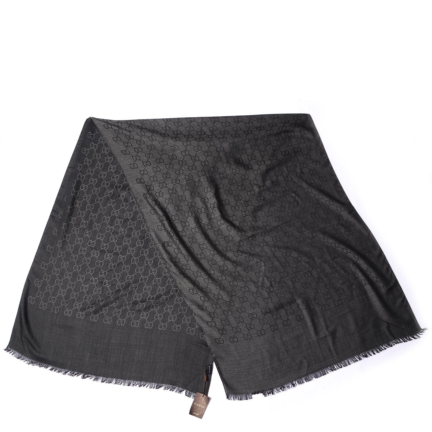 Gucci Wool Silk GG Monogram GGNat Plus Scarf Anthracite 4 of 4