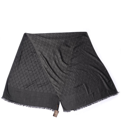 Gucci Wool Silk GG Monogram GGNat Plus Scarf Anthracite 4 of 4