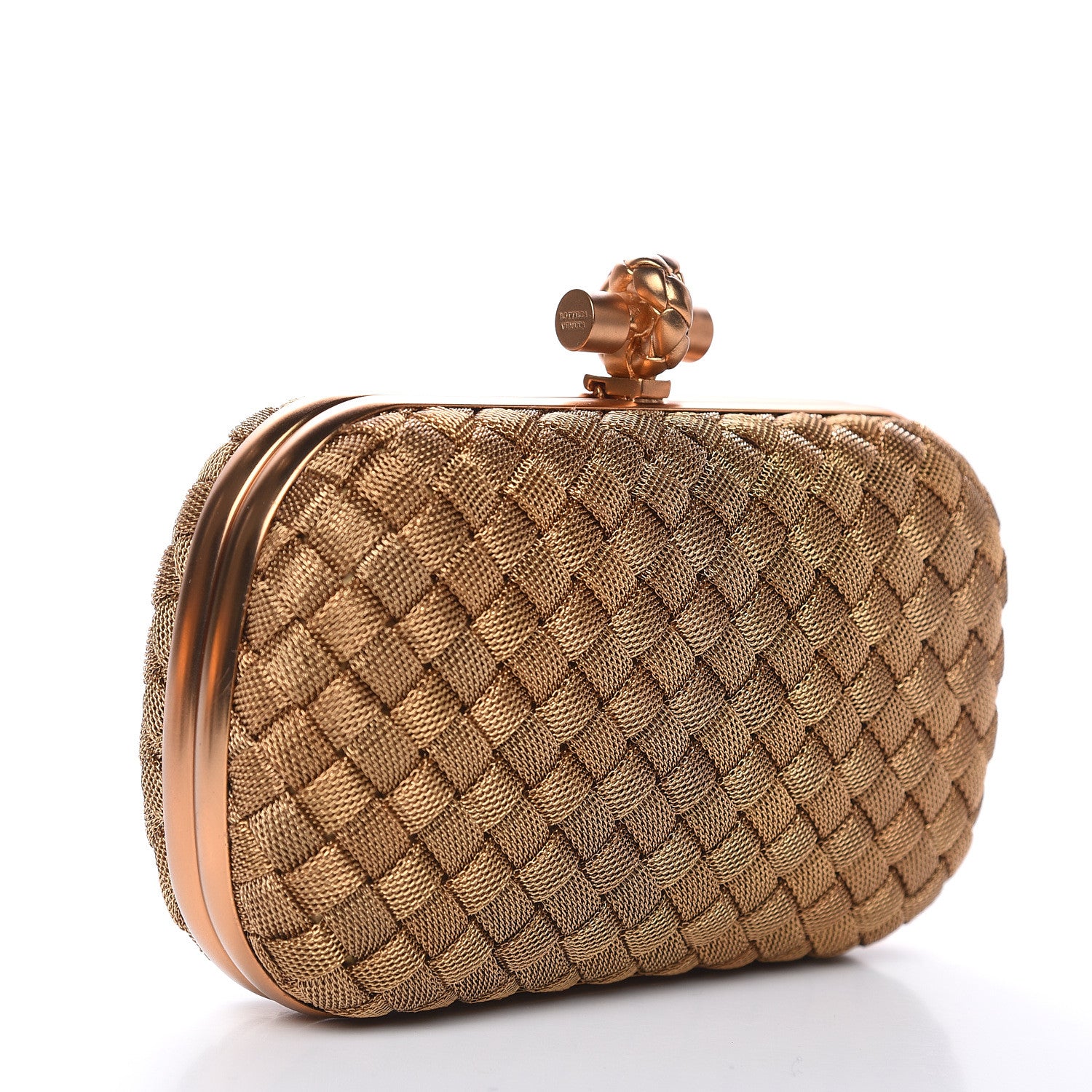 Bottega Veneta Intreccio Oro Bruciato Knot Clutch 3 of 8