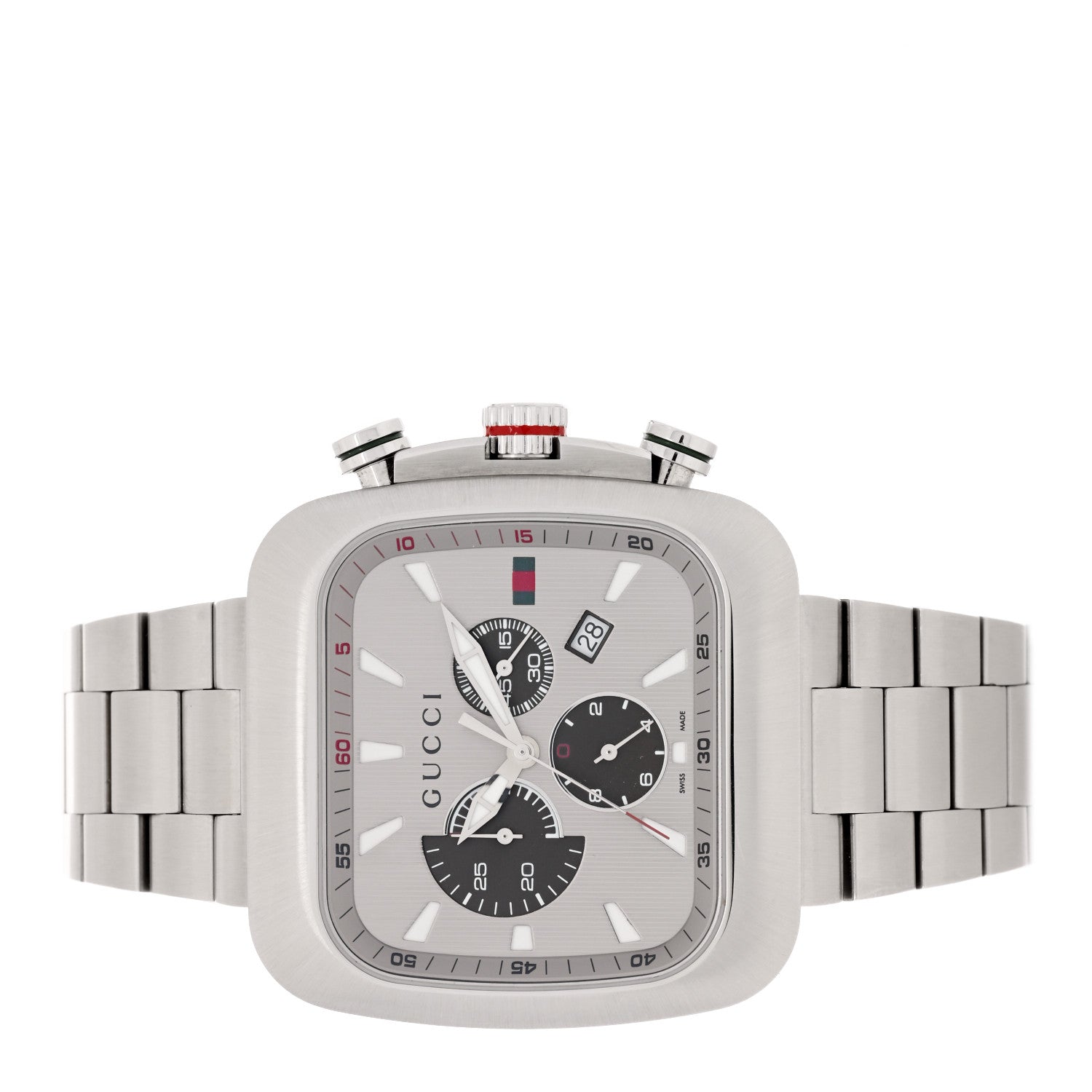 Gucci Stainless Steel 44mm G Coupe Square Chronograph Quartz Watch Silver 2 of 4