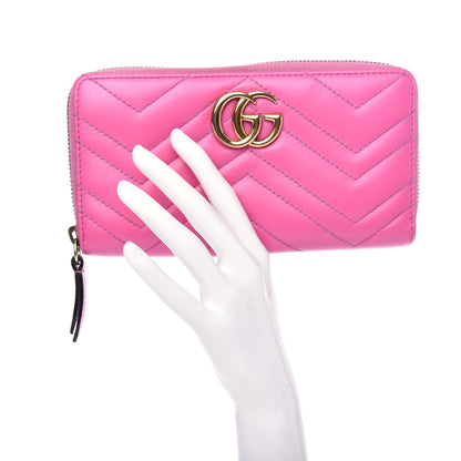 Gucci Calfskin Matelasse GG Marmont Zip Around Wallet Candy Mousse 2 of 8
