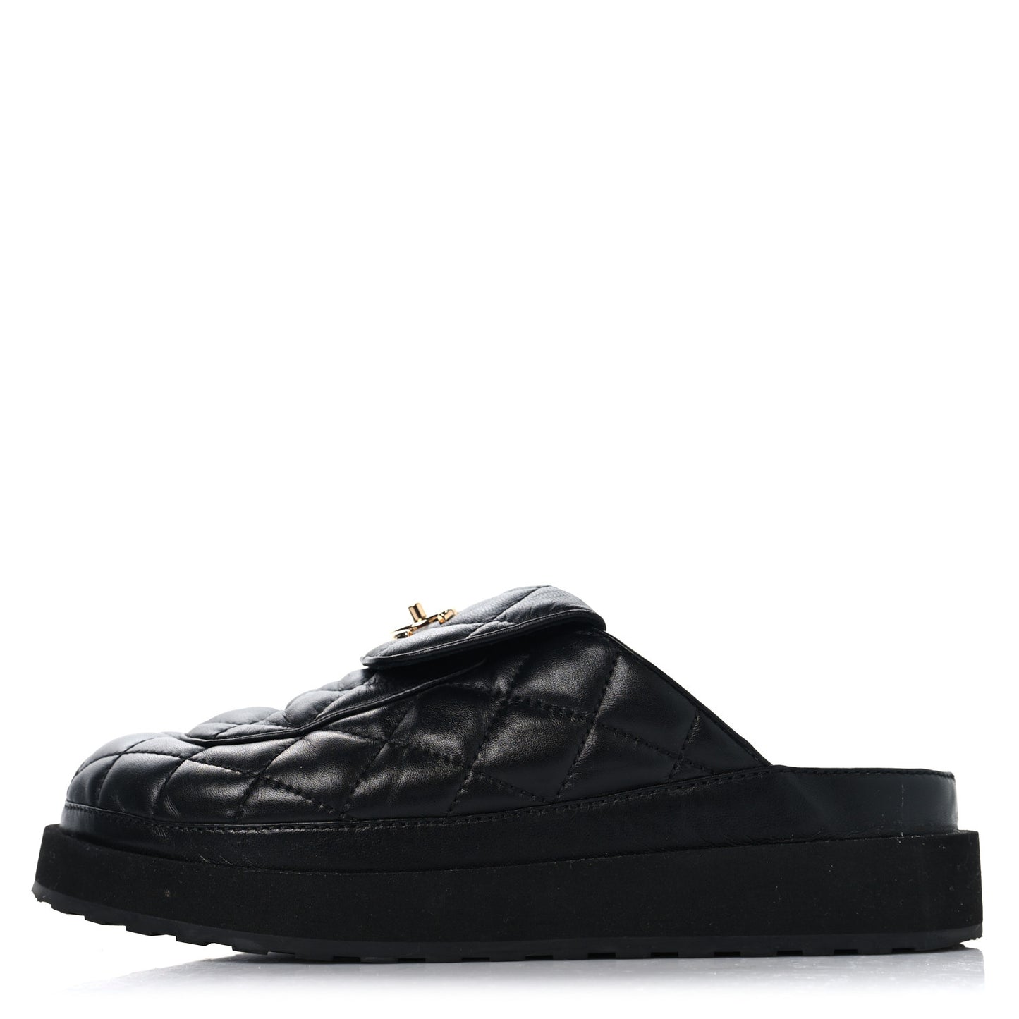Lambskin Quilted CC Turnlock Mules 39 Black