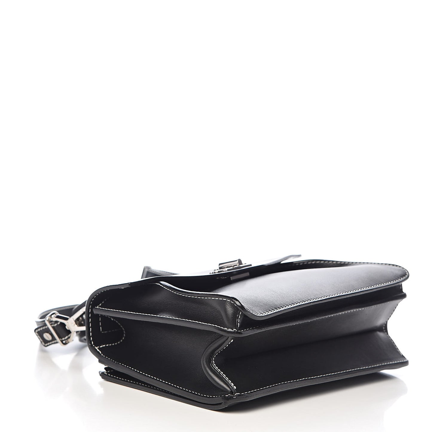 Smooth Calfskin Small Hava Top Handle Bag Black