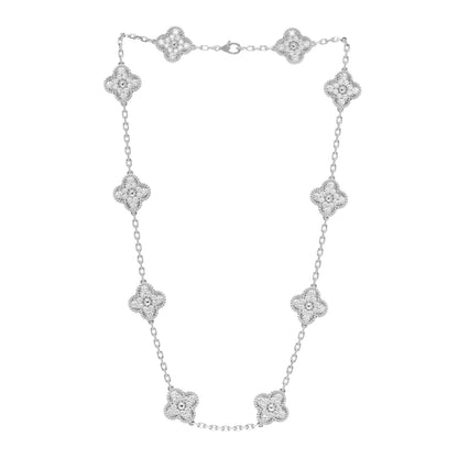 Van Cleef & Arpels 18K White Gold Diamond 10 Motifs Vintage Alhambra Necklace 3 of 6