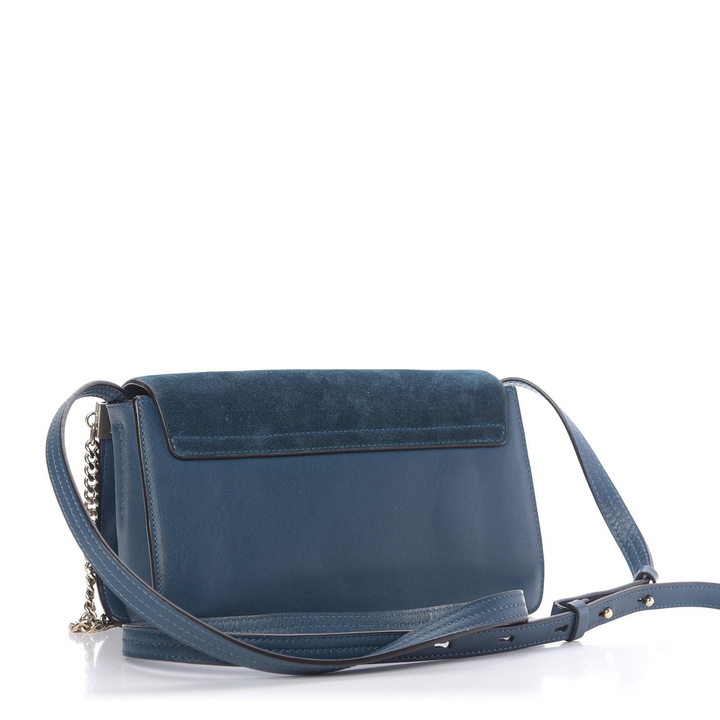 Suede Calfskin Small Faye Shoulder Bag Majolica Blue
