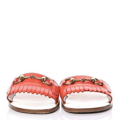 Gucci Malaga Kid Fringe Horsebit Slide Sandals 40 Orange 2 of 12