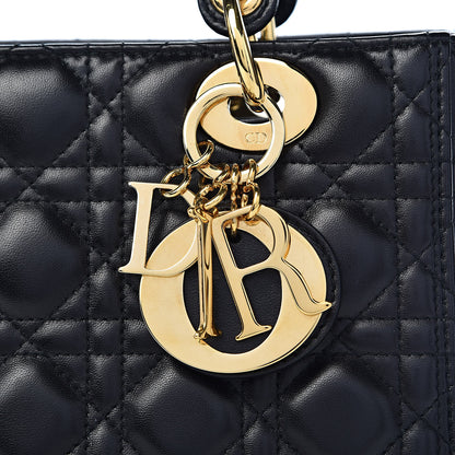 Christian Dior Lambskin Cannage Medium Lady Dior Black 10 of 11
